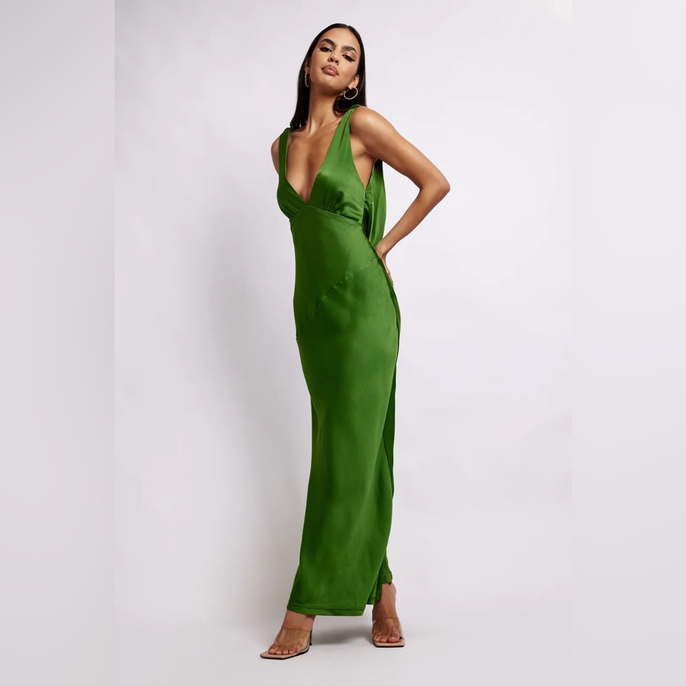 MESHKI Maxi Satin Dress With Back Cowl *BRAND NEW, NEVER WORN*
